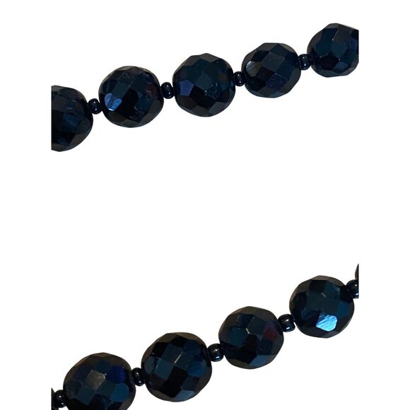Vintage Black Faceted Bead Necklace With Spring Ring Clasp - Picture 4 of 5